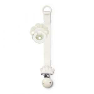 Elodie Details Duo Sucette et Attache, Attache en bois, pour B&eacute;b&eacute; Gar&ccedil;on et Fille, Anneau Universel en Silicone, S'adapte &agrave; Toutes les Sucettes - Vanilla White Binky Bloom/Wood Clip Vanlilla White (Elodie Details, neuf)