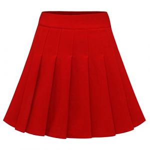 Dressystar Jupe Basique Femme Extensible Patineur Patineuse Pom-Pom Girl Mini Jupe Pliss&eacute;e Rouge XS (Aupuls, neuf)