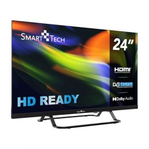Smart Tech TV LED HD 24" (60 cm) 220v + Chargeur de v&eacute;hicule 12v fourni 24HN01VC, HDMI, USB, R&eacute;solution: 1366 * 768, mod&egrave;le 2025 (Smart Tech FR, neuf)