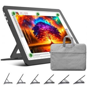 TOHETO Tableau lumineux A3 rechargeable avec support, sac, tampon lumineux magnétique super lumineux avec boutons latéraux, boîte à lumière sans fil pour le traçage et le dessin, table lumineuse sans (TOHETO FR, neuf)