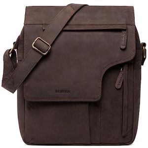 LEABAGS Sac bandouli&egrave;re pour hommes et femmes | Sac ordinateur portable en cuir v&eacute;ritable 13" | Sac messager avec bandouli&egrave;re | Sac &agrave; main | Sac de travail | Sac de transport | Naturel brun fonc&eacute; (Marketplace-Powerbrands, neuf)