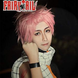 GUANBBD Perruque de cosplay - Fairy Tail Natsu Dragneel - 30 cm - Courte et droite - Pour homme et femme - Unisexe - Costume de cosplay - Rose Hollween - Fête de Noël (GUANBAIJI1982, neuf)