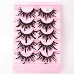 Lot de 5 paires de faux cils naturels 3D - Effet mouill&eacute; - Pour cosplay (wangyanhuavdvvdv, neuf)