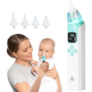 SGZIOO Mouche Bebe Electrique, Aspirateur Nasal Bebe Electrique avec 4 Embouts R&eacute;utilisables, 3 Puissances d'Aspiration, &Eacute;cran et de La Musique, Lumi&egrave;re, pour Nouveau-n&eacute;s, Tout-Petits, Nourrissons (jun an shang mao, neuf)