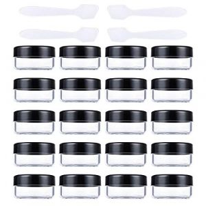 20 PCS Pots Cosmétiques Vide en Plastique Clair De Voyage Maquillage Crème DIY Conteneurs Pots avec Mini Spatule (10g / 10ml) (Pailey, neuf)