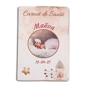 Nemau - Protège Carnet de Santé Personnalisé avec Prénom, Date et Photo – Gomme Expansée – Fabriqué en France – Étui Carnet Bébé Enfant Fille ou Garçon – Cadeau Naissance - Modèle Etoile Dorée Fille (NEMAU PLAST, neuf)