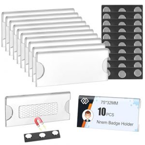 OFFCUP Badge Aimanté, 10 Pcs Badges Nominatifs Magnétiques, 78 x 32 mm Badges Magnétiques avec 3 Aimants Puissants, Badges Magnétiques Adhésifs pour Chemise Veste (Noir) (HOOCHE, neuf)