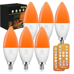 Wivety LED Ampoule E14 de Sommeil avec T&eacute;l&eacute;commande, Ampoule Ambre sans Lumiere Bleue 1600K, 5W Pour la Chambre de B&eacute;b&eacute;, la Chambre &agrave; Coucher (6 paquets) (KasonGreat, neuf)