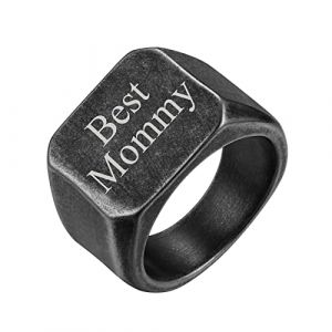 FindChic Bague pour Homme Pr&eacute;nom Personnalisable Pr&eacute;nom Gris Acier Inoxydable Chevali&egrave;re Homme Pr&eacute;nom Grav&eacute; Taille 67 Bijoux Ado Garcon Punk (FindChic Jewellery, neuf)