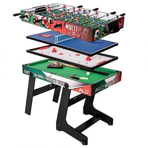 HLC Table Multijeux 4 en 1, Barre Rétractable Baby Foot Pliable, Multifonction Sport Babyfoot/Billard/Tennis de Table/Hockey, Convient Aux Adultes Et Aux Enfants Plaisir Familial. (XHLC Hyper Patio, neuf)