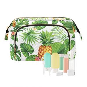 Trousse de maquillage pour femme avec courtepointe ondul&eacute;e, pochette de rangement pour sac &agrave; main, trousse de maquillage avec fermeture &eacute;clair, 25,9 x 15 x 17 cm, sans couture, ananas hawa&iuml;ens (Daily Deals Fashion Clothes (7-14 Day Delivery), neuf)
