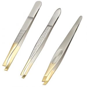 SHUBEIEUMI 3 Pièces Pince a Epiler, Pince a Epiler Professionnelle, Pince à Epiler Sourcils en Acier Inoxydable, avec Revêtement Antidérapant, pour Enlèvement des Poils Incarnés Les Cils (Zhijinshi Jiadian, neuf)
