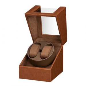 LINGFANSTORE Bo&icirc;te de remontage automatique pour montre Bo&icirc;te de rangement en cuir pour montre &agrave; remontage automatique avec moteur silencieux pour montres de poignet (LINGFANSTORE EU, neuf)