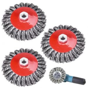 Lot de 3 brosses m&eacute;talliques M14 125 mm pour meuleuse d'angle, meuleuse d'angle, brosse &agrave; disque, brosse &agrave; boisson, meuleuse d'angle, brosse m&eacute;tallique pour polissage, d&eacute;salignement et &eacute;bavurage (KSWZ, neuf)