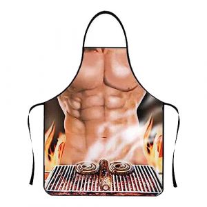 Tablier de Cuisine Homme Créatif Tablier Cuisine Homme Humour Tabliers Barbecue pour Femme Étanche Réglable Tablier Barbecue Sexy Tablier de Cuisine Fun Fête Idée Cadeau Anniversaire BBQ (A-05) (HUAOPYU, neuf)