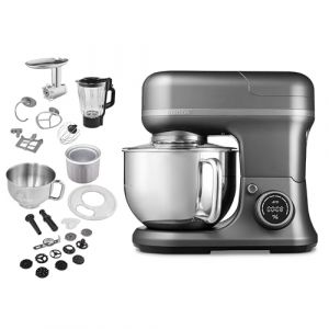 MEDION Robot de cuisine universel 4 en 1 (1 200 watts, 8 vitesses, m&eacute;langer p&eacute;trir remuer hacher la viande, bol &agrave; glace pour la pr&eacute;paration de gla&ccedil;ons, &eacute;cran digital, MD18440) Titan (medionshop-deutschland, neuf)