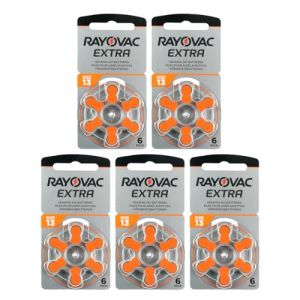 Rayovac - Piles Extra Advanced zinc-air pour aides auditives, code couleur orange, taille 13, lot de 30 pilles (GlobalSide, neuf)