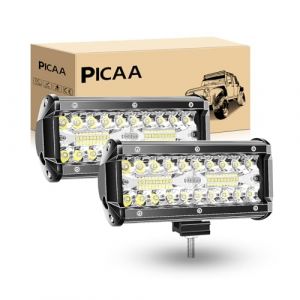 PICAA Led Barre Lumineuse Triple Rangée 7 pouces 120W longue portée Rampe a led barre de led Combo Faisceau de Spot D'inondation 12V 24V hors route Voiture Véhicules 4x4 SUV ATV Camion（2 pièces） (BEISHUO-UK, neuf)