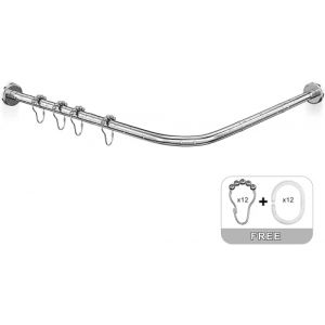 Misounda Tringle de Rideau de Douche L Sans Perage 70-100 x 110-170cm Barre De Douche Angle Tringle Rideau Douche Extensible Acier Inoxydable Avec 18 Anneaux de Rideaux,pour Salle de Bain (BSL Store, neuf)