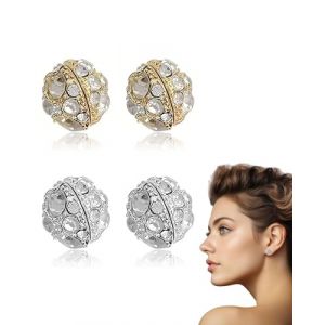 TPZORJX 2 Paires Boucle Aimantée - Boucles d'Oreilles Magnétiques Boucle,Femme Zircon Brillant Boucle d Oreille Homme Aimant Cadeaux Anniversaire Noël Valentin(Or + Argent) (Sunlaxy OU, neuf)