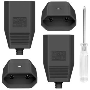 AXFEE 4PCS Prise Electrique Femelle, 250V 2.5A Coupleurs Plats Euro, 2 Broches Coupleur Schuko Plat, Fiche Electrique Femelle Plate avec Tournevis, pour Appareils Electroménagers(Nior) (Ouuze, neuf)