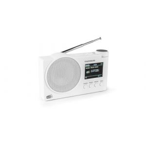 Radio Dab+,FM, 60stations pr&eacute;r&eacute;gl&eacute;s Possible,Rechargeable ou Secteur, reveil, Enceinte Bluetooth Thomson RT400DABBT,Cable de Charge usbc (Blanche) (GamesJ, neuf)