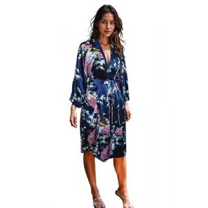 CCcollections Motif Paon et Fleurs, 16 Couleurs diff&eacute;rentes, Lingerie, Nuisette, Robe de Chambre, Demoiselle d'honneur, Enterrement de Vie de Jeune Fille (Bleu Marin (Navy Blue)), taille unique (CCcollectionsEU, neuf)