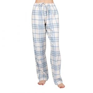 JTPW Women's 100% Cotton Super Soft Flannel Pajama/Lounge Bottoms with Pockets, Blue Cream Plaid, Size: M (PLAIDSHOP, neuf)