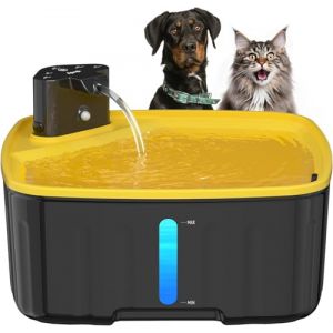 Kittyspout Fontaine a Eau pour Chien sans Fil, 8L Fontaine Chat/Grand Chien avec Détecteur de Mouvement, Fontaine pour Chiens avec Batterie 5000mAh (Jaune, Jaune) (yamile, neuf)