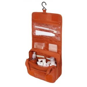 Trousse De Toilette Originale Femme Le-Globe-Trotteur Fleurs Bordeaux Pliable Imperméable Avec Poignée De Transport Pour Produits Beauté Et Douche (Orange) (PJSshop, neuf)