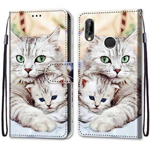 ShinyCase &Eacute;tui pour Huawei P20 Lite Coque PU Leather Cuir Anti-Rayures Protection Cover Emplacement Carte Portefeuille Magn&eacute;tique T&eacute;l&eacute;phone Case pour Huawei P20 Lite,Chat et Chaton (ShinyCase, neuf)