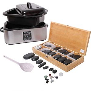 Promafit® Appareil chauffant Hot Stone – Réchauffeur en acier inoxydable pour massage aux pierres chaudes avec écran numérique arrêt automatique - Kit de massage 18 litres & 64 pierres (DUKE-HANDEL, neuf)
