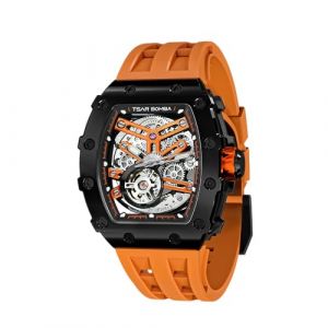 TSAR BOMBA Montre Homme Automatique Squelette Mécanisme Apparent pour Homme Montre de Luxe Tonneau Saphir Etanche 50M Résistant Marque Rectangulaire Plongee Sport Militaire Cadeau Homme (TSAR BOMBA OFFICIAL STORE, neuf)