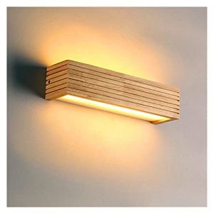Applique murale LED en bois de chêne de style japonais moderne – Applique murale miroir en bois massif compatible avec la lumière chaude de la chambre à coucher, de la salle de bain, lustre d'éclaira (KangKangShop, neuf)