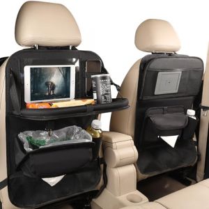 CaiTang 2PCS Organisateur Voiture avec Plateau pour Tablette Voiture Siege Arriere, Protection Siege Voiture Enfant avec Boîte à Essuie-tout, Plusieurs Poches Multifonction (CaiTangShopEu, neuf)