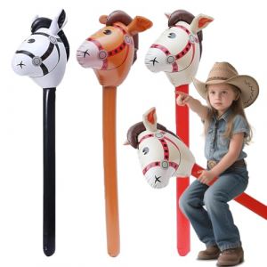 MisFun 3 Pi&egrave;ces B&acirc;tons Gonflables de Cheval, Cheval de B&acirc;ton Gonflables, T&ecirc;te De Chevals Gonflable Articles De F&ecirc;te, B&acirc;ton de Poney Gonflable, Adapt&eacute;s Aux D&eacute;corations de F&ecirc;te sur le Th&egrave;me du Chevals (JIANGX, neuf)