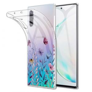Kaywzo Antichoc Coque pour Samsung Galaxy Note 10,Housse &Eacute;tui en Transparent TPU avec Motif de Fleurs Peintes,Ultra Mince Silicone Phone Protection Case Cover-4 (Misyum, neuf)