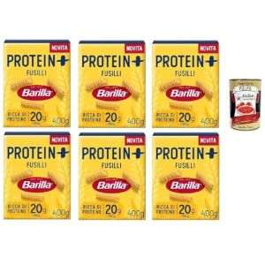 Barilla Protein+ Fusilli, High protein, Pasta de bl&eacute; en dur italien, 6 paquets de 400 g, p&acirc;tes en bl&eacute; &agrave; 100% italien, + Italian Gourmet polpa 400g (Italiaen Gourmet UK Ltd, neuf)