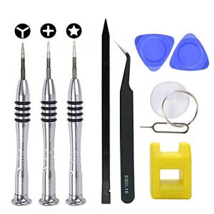 ABMRO Kit d'outils de réparation de tournevis pour iPhone, PH000 + 0,8 mm Star P2 Pentalobe, Y0.6 Tri-Point Y000 Tri-Wing Screworiver pour Apple iPhone X/8/8 Plus, 7/7Plus, 6P/6S/6/5S/5/ 5C (KINGREDE, neuf)