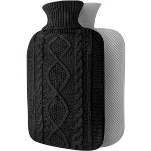 OliviaLiving Bouillotte avec housse &ndash; Housse en tricot souple de qualit&eacute; sup&eacute;rieure &ndash; Grande capacit&eacute; de 2 L &ndash; Poche d'eau chaude pour crampes menstruelles, soulagement des douleurs au cou et aux (OLIVIA LIVING, neuf)