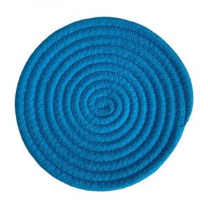 Hrlace Dessous de plat en fil de coton antid&eacute;rapant &eacute;l&eacute;gant Dessous de plat en tissu r&eacute;sistant &agrave; la chaleur Sets de table ronds tress&eacute;s pour la cuisine et la p&acirc;tisserie, 1 pi&egrave;ce bleu lac 30 cm (Kunpengfa, neuf)