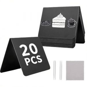 JCTEEY 20 pi&egrave;ces Mini Tableau Noir, Petite Ardoise, 100 x 70 mm Mini Ardoise Pour Buffet, Mini Panneau D'affichage pour aux buffets, Mariages, F&ecirc;tes, &eacute;tiquettes de prix de Boulangerie (HEJI EU, neuf)