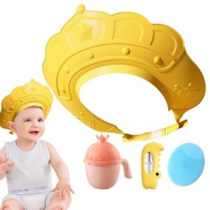 Chapeau de shampoing pour, bonnet de douche pour,Chapeau à visière avec jauge de température de l'eau et tasse à shampoing - Bonnet de shampoing avec brosse à shampoing pour laver les cheveux, douch (custip, neuf)