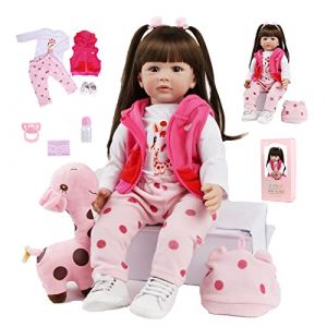 SYP Reborn Poupée Bébé Fille 24 Pouces 60cm Silicone Vinyle Reborn Fille Bébé Reborn Réaliste Reborn Babys Dolls Cadeau d'anniversaire Jouets Bebe Fille (MMXIAO, neuf)