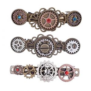 HONMEET 3pièces Barrette Steampunk Forme De Rouage Accessoires Gothiques Vintage Pour Cheveux Épingles Décoratives Pour Filles Et Femmes (ATriss, neuf)