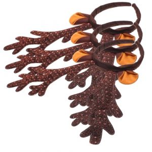SOIMISS 6 Pièces -tête En Bois De Cerf à Sequins Couvre-chef De Noël Coiffe De Fête De Noël Cerceau De Cheveux En Bois De Cerf Cerceau De Cheveux De Renne Chiffon Coffee (Star-wish, neuf)