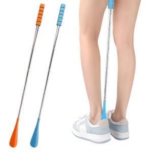 GNALIA Chausse Pied 2 Unit&eacute;s T&eacute;lescopique R&eacute;glable 30-70Cm Acier Inoxydable Orange Bleu Pour Hommes Femmes Seniors Voyage (Yomkioer, neuf)