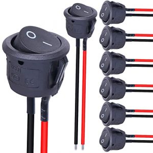 Taiss 10 pièces interrupteur 12v on off SPST 2 broches 2 positions Interrupteur à Bascule rond 6A/250V AC pour Voiture Camion Bateau Appareils électroménagers,avec lignes KCD1-X-Y (zhi-yuan, neuf)