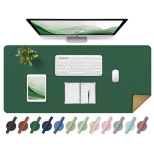 BLESWIN Tapis de Bureau en Cuir, Tapis de Souris Large et Antidérapant, Tapis Protecteur de Bureau Imperméable, Tapis de Bureau pour L'écriture, Tapis Buvard de Bureau Décoratif (Vert Fonce, 80x40CM) (YoursTrust-EU, neuf)