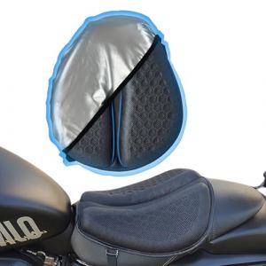 AriKroii Coussin de Siège en Gel de Moto,coussin de Siège de moto en TPE à Structure Alvéolaire avec Pare-Soleil, Imperméable à la Pluie et Respirant, Adapté Aux Longues et Courtes Distances (AriKro, neuf)